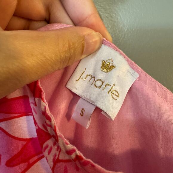 j. Marie Women's Size Small Pink Floral Print One Shoulder Ruffled Midi Dress - Picture 5 of 7